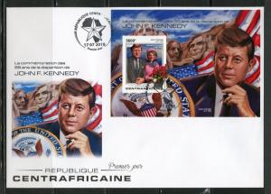 CENTRAL AFRICA 2018 55th MEMORIAL  ANN OF JOHN F. KENNEDY IMPERF S/SHEET FDC