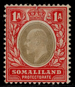 SOMALILAND PROTECTORATE EDVII SG33, 1a grey-black & red, M MINT. Cat £19.