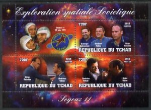 CHAD - 2013 - Soviet Space, Soyuz II #1 - Perf 3v Sheet - Mint Never Hinged