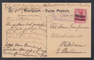 Germany (Occupation of Belgium) 1916 WWI Censored Postcard Antwerp to Berlin