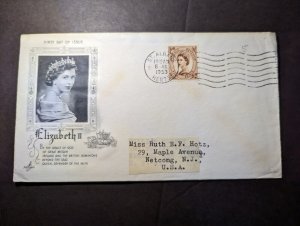 1953 England QE2 Coronation Cover FDC St Albans Herts to Netcong NJ USA