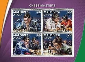 2016 Maldives Mnh. Chess Masters. Michel Code: 6359-6362. Scott Code: 3670