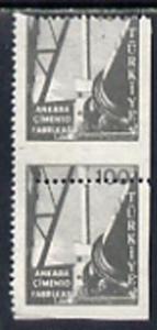 Turkey 1959 Cement Factory 100k mounted mint vert pair im...