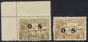 NEW GUINEA 1925 HUT OS 6D BOTH SHADES */**