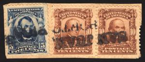 #307 Pair 10c & #304 5c 1903 VF Used on Piece Rare Usage San Juan PR Cancel