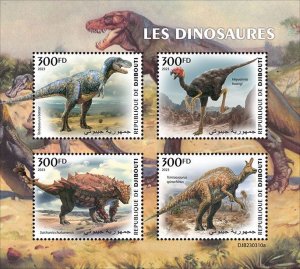 DJIBUTI - 2023 - Dinosaurs - Perf 4v Sheet - Mint Never Hinged