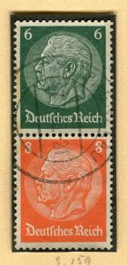 GERMANY; 1933-41 early Hindenburg issue fine used booklet pair