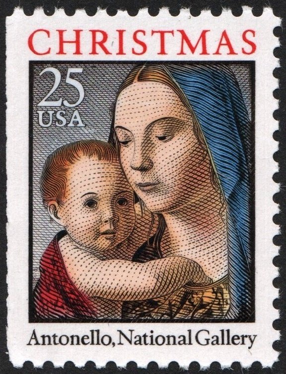 SC#2514 25¢ Madonna & Child Booklet Single (1990) MNH