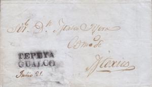 G)1841 MEXICO, TEPEYA/GUALCO  MARK IN BLACK, CIRCULATED COVE