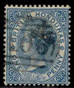 BRITISH HONDURAS QV SG17, 1d blue, USED. Cat £35.