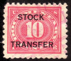 1918, US 10c, Stock Transfer, Used, Sc RD5