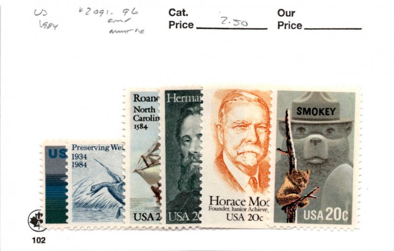 United States Postage Stamp, #2091-2096 Mint NH, 1984 