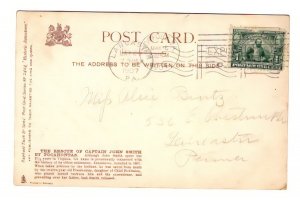 US  JAMESTOWN CANCEL 1907 NORFOLK  MAY 16 B/S LANCASTER CA MAY 20