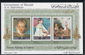 Sharjah # MIBlock59, UNICEF Paintings, with Christmas Overprint, Mint NH