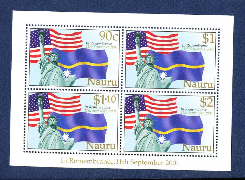 NAURU - Scott 496 - FVF MNH S/S - Flags, Terrorism - 2001