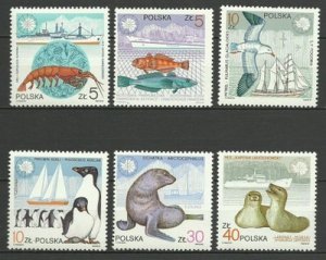 Poland 1987 MNH Stamps Scott 2782-2787 Antarctica Ships Animals Birds Fish Seal