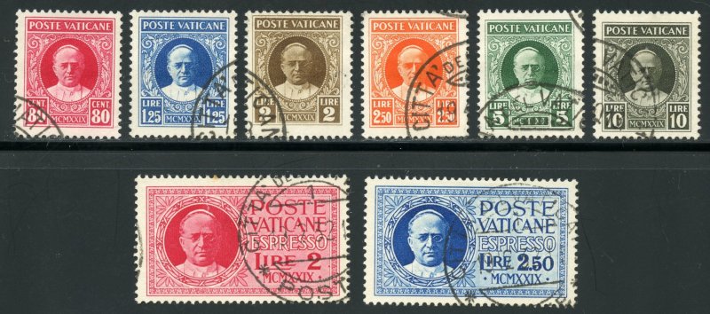 Vatican City Scott 8-13,E1-E2 UH - 1929 Pope Pius XI Complete Set - SCV $75.35