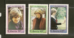 Liberia SC#958-960 Princess Diana 1982 21st Birthday MNH