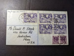 1947 Registered British Burma Airmail Cover Rangoon to Jenkintown PA USA