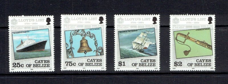 CAYES OF BELIZE - 1984 LLOYD'S LIST - SCOTT 10 TO 13 - MNH