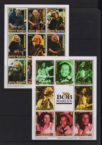 Montserrat - Bob Marley, Jerry Garcia sheetlets, cat. $ 28.00