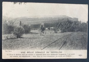 1917 Neully France RPPC Postcard Cover Zeppelin LZ 49 After British Atta