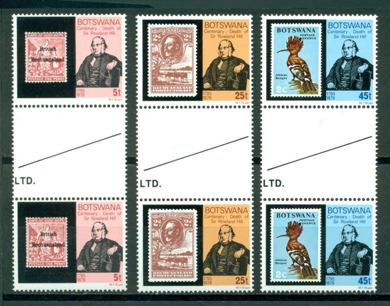 Botswana Scott 234-236 MNH GUTTER PAIRS Sir Rowland Hill Philately $$