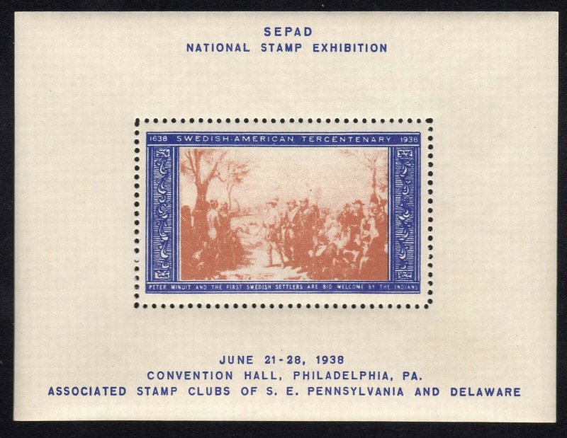 1938 SEPAD Swedish American Stamp Exhibition 4 Souvenir Sheets with Booklet 