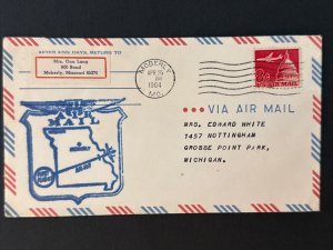 CAM 107NE102 Moberly, MO - Chicago First Flight Cover 4/26/64 Ozark Airlines FFC