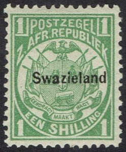 SWAZILAND 1889 TRANSVAAL ARMS OVERPRINTED 1/-
