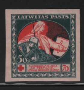 Latvia 1920 MH Sc B11 50k + 70kr 'Mercy' helping soldier IMPERF Variety