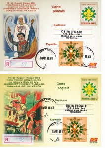 Romania 2004 set of 6 FDC REGISTERED Scout postal cards
