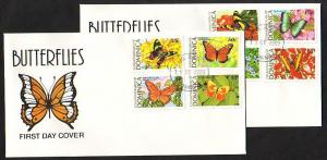 * Dominica, Scott cat. 1176-1183. Butterflies issue on 2 First Day Covers.