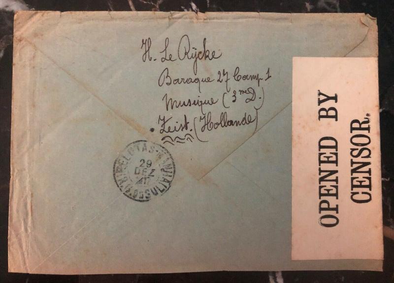 1917 Zeist Netherlands Censored Cover Internment Camp WW1 To Pelotas Brazil