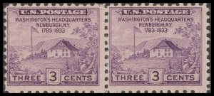 US 727 Washington's Headquarters at Newburgh 3c horz pair MNH 1933