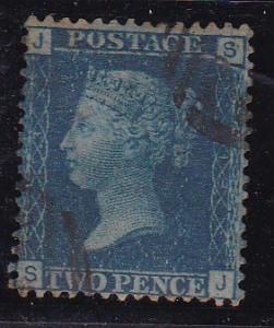 Great Britain 1869 plate-13  2d blue  F/VF/used