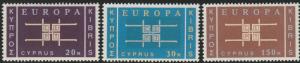 Cyprus, #229-231  Unused Set Of 3, From 1963