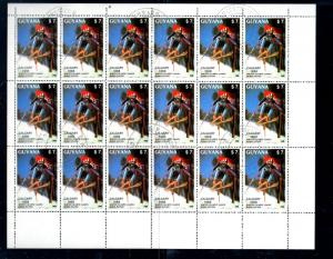 GUYANA #1989  1988  $7  WINTER OLYMPICS CALGARY   MINT  VF NH  O.G  CTO SHEET