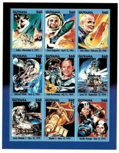 Guyana 1994 - Space Astronauts - Sheet Of 9 stamps - Scott #2873 - MNH