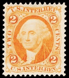 1862-71 2c U.S. Internal Revenue, George Washington, First Issue, Orange, R15c