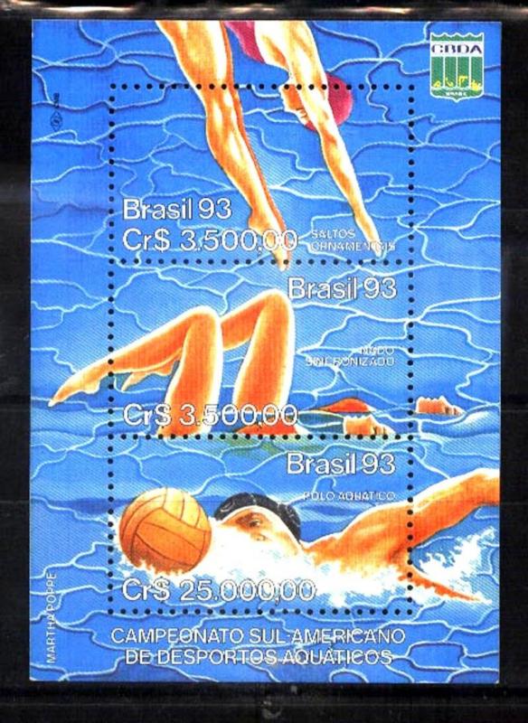 BRASIL BRAZIL 1993  WATER SPORTS NATATION WATERPOLO S/S YV BL 91 MI 92 MNH