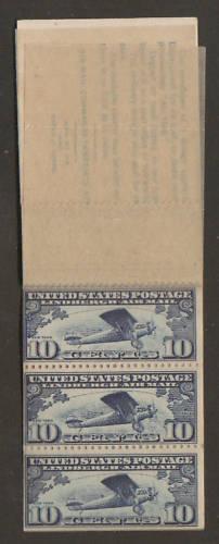 US Sc BKC1 MNH. 1928 10c Air Mail Booklet, 2 stamps missing, scarce