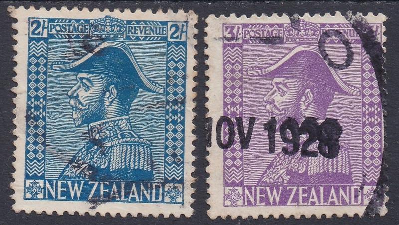 NEW ZEALAND 1926 KGV ADMIRAL 2/- AND 3/- USED 