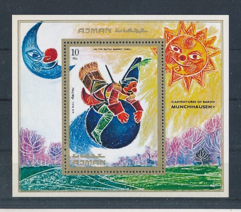 D454304 Ajman S/S MNH Cartoons Adventures of Baron Munchhausen