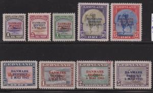 Greenland Scott #'s 19 - 27 Set VF- OG never hinged scott cv $ 1450 ! see pic !