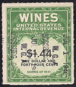 RE147 1.44 Dollars Wine (1942) Stamps used F-VF
