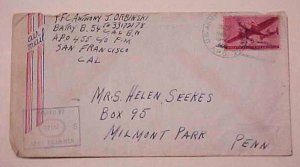 HAWAII  SAND ISLAND APO 455 SF CENSORED 1945 APRIL 4