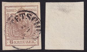 Austria - 1854 - Scott #4b - used - TETSCHEN pmk Czech Republic