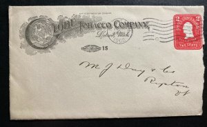 1908 Detroit MI USA Advertising Cover To Ripton VT Globe Tobacco Co