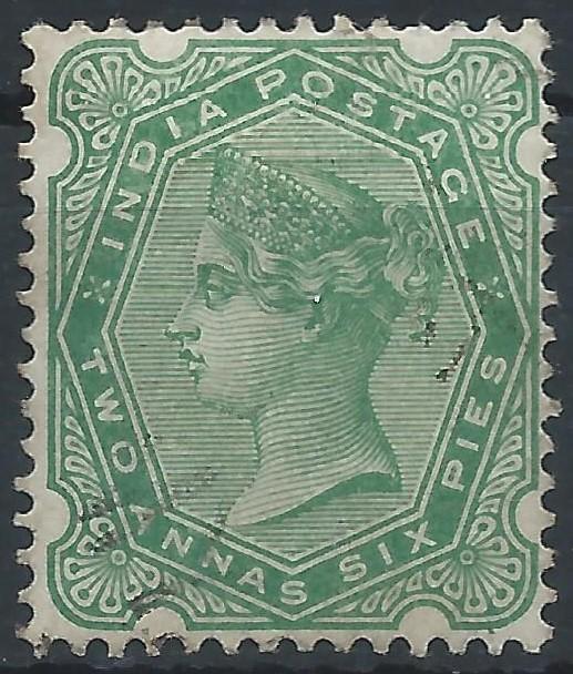 1892 India - Victoria 2 1/2a green